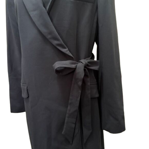 NWT By Anthropologie Tie Waist Blazer Mini Dress Black Cutout Corpcore Size 16‎ - Picture 3 of 6